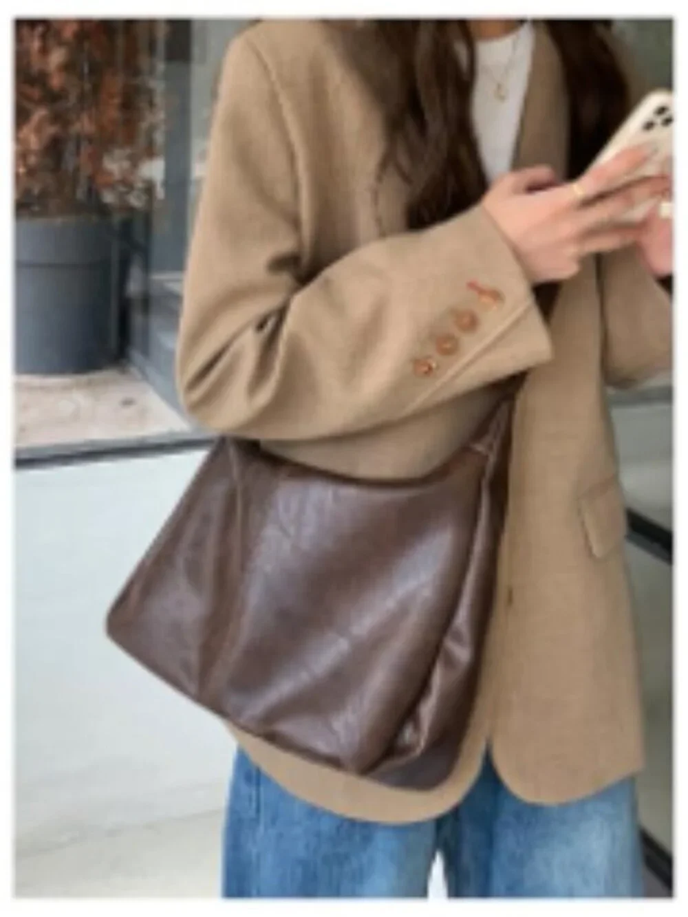PU Leather Soft Slouchy Hobo Bag Crossbody with Zipper
